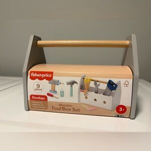 Fisher-Price Wooden Tool Box Set 3+ Toddler Carpentry Toys Hammer Drill Wrench